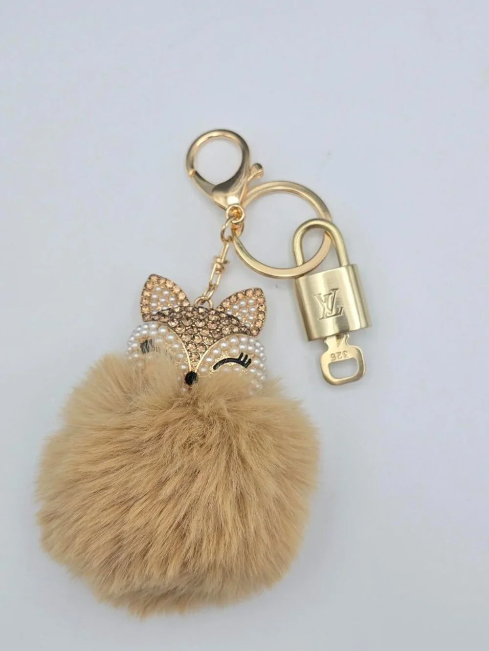 Authentic Louis Vuitton Gold Padlock🔒Key Set w/unbranded Fox Pom-pom Bag Charm - Picture 3 of 13